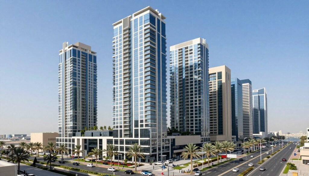 Dubai Silicon Oasis modern tech hub architecture with residential towers