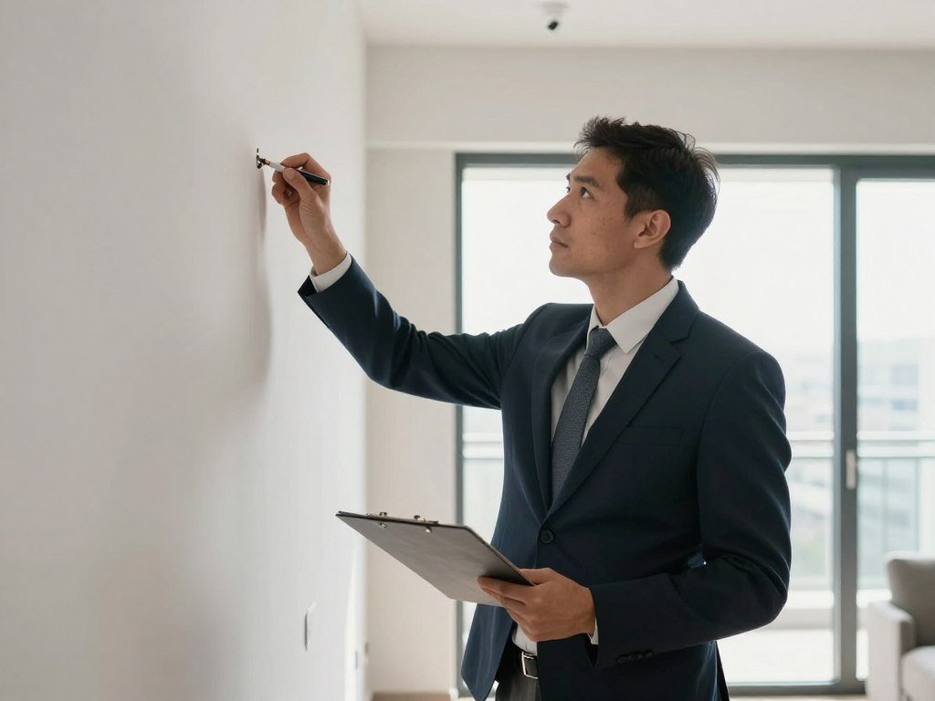 Property inspector examining apartment details in Dubai