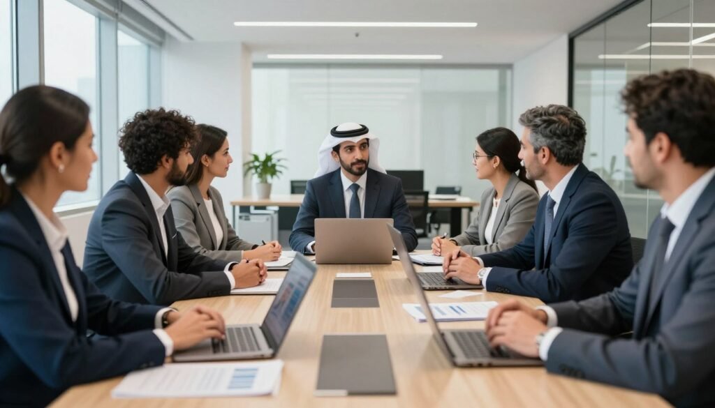 UAE business professionals financial meeting