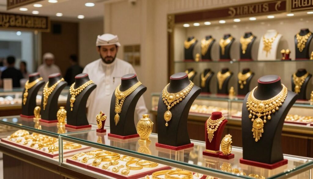 UAE gold souk traditional gold market jewelry display
